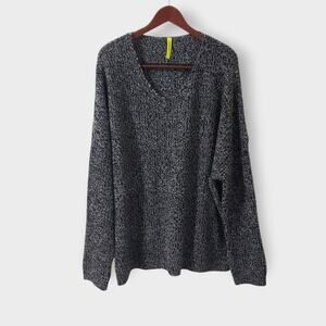 Betabrand Marbled Oversized Boxy Wool Blend Sweater Black White Sz Lg Minimalist